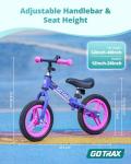Gotrax KS12 Balance Bike, 12" Toddlers Push Bike with LED Light, Adjustable Seat & Handlebar, Flat-Free Tires & Easy Assembly Kids Bicycle, Lightweight & No Pedal, Gift for Boys Girls, Purple
