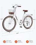 VIRIBUS Beach Cruiser Bike for Women, 7 Speed Womens Bike 24 inch with Rattan Basket, Step Through Bicycle for City Commuting, Adult Bicycle for Female Ladies Seniors