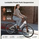 Jasion YC1 ST Electric Commuter Bike,Internal Removable Battery,1200W Peak Motor,Max 28Mph & 50 Miles E Bike,26" Adult Ebike with 3 Riding Modes,7 Speeds Electric Bike, Shock Absorber