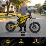Heybike Villain Electric Dirt Bike with 4160W Motor, 52V 26AH E Dirt Bike, 14/12" Fat Tire Dirtbike with Hydraulic Brakes, Up to 45 MPH & 50 Miles Moped Style Ebike（Standard; Corn Yellow）