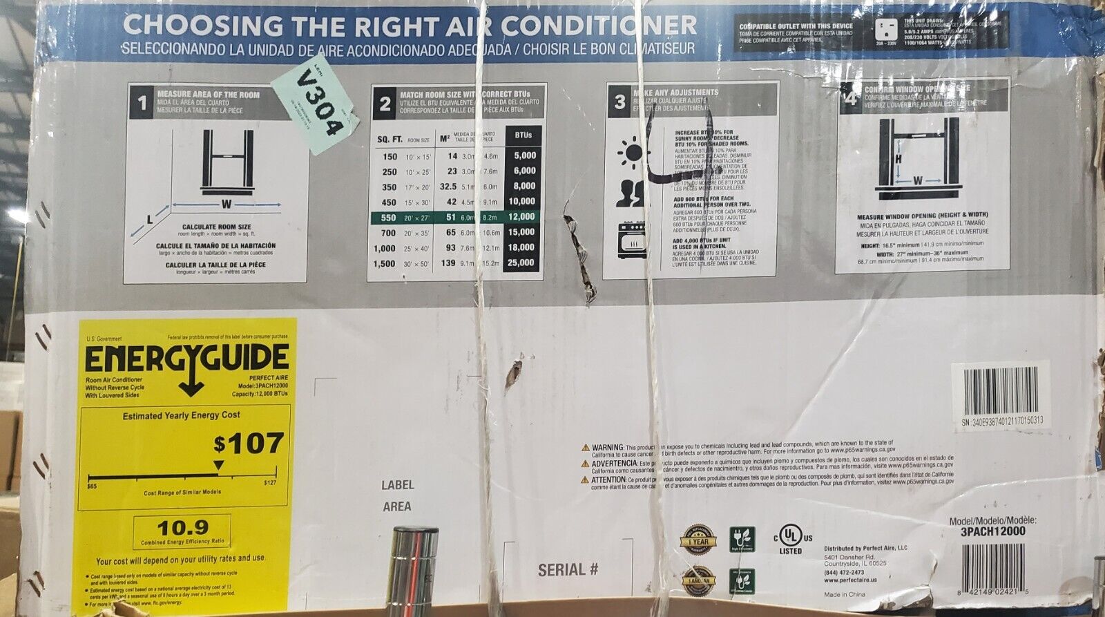 Perfect Aire 12000 BTU Window AC with Heat