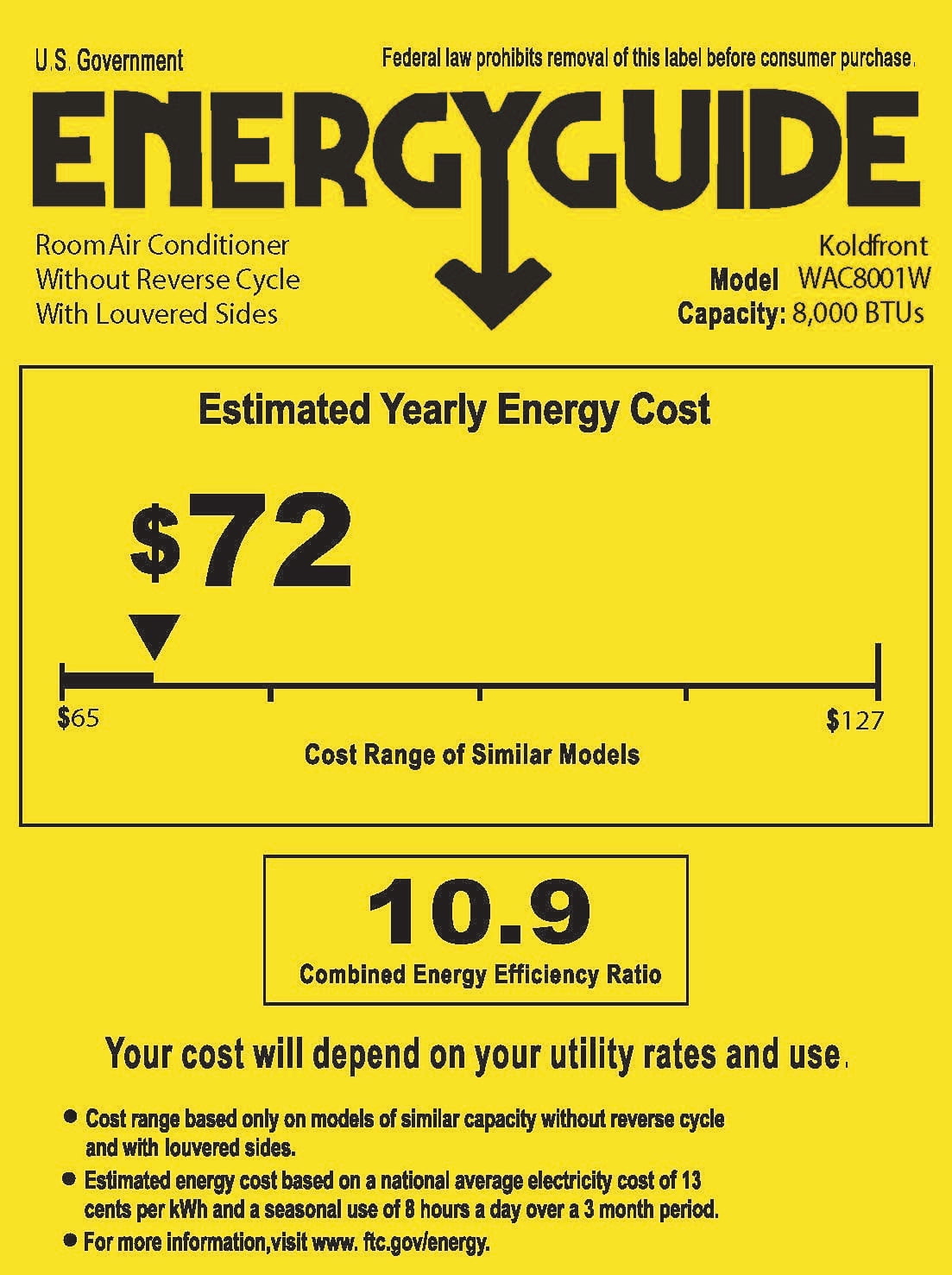 Koldfront 8,000 BTU Window AC with Heater