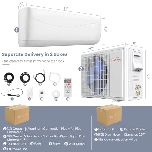 COSTWAY 12000BTU Mini Split AC with Heater