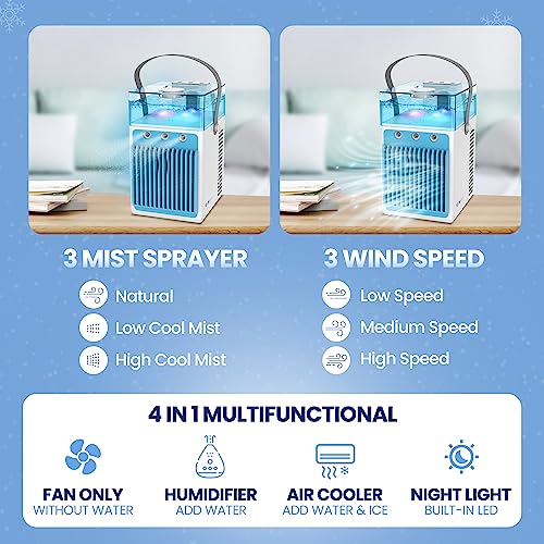 Portable Air Conditioner with Humidifier and Lights