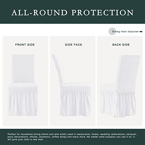 White Stretch Chair Covers with Skirts - Set of 2