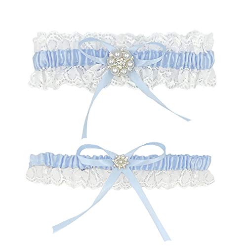 Blue Lace Wedding Garter Set for Brides