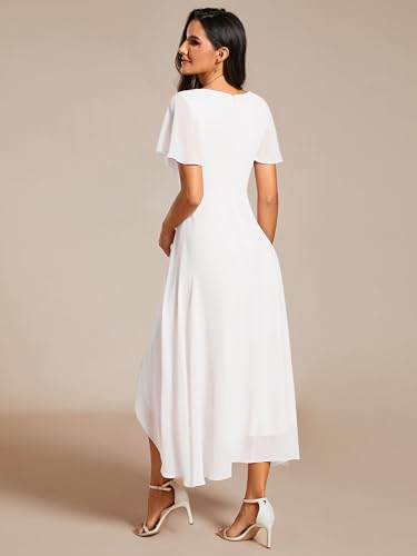 Ever-Pretty White A-Line V Neck Formal Dress