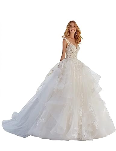 Off Shoulder Lace Ivory Bridal Ball Gown