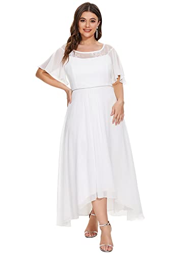 Plus Size Short Sleeve Tea-Length Mother of the Bride Dress