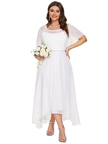 Plus Size Short Sleeve Tea-Length Mother of the Bride Dress