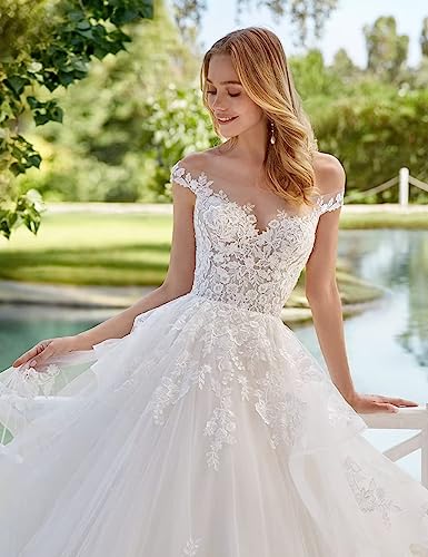 Off Shoulder Lace Ivory Bridal Ball Gown