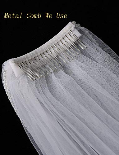 EllieHouse Short Lace Bridal Veil with Comb