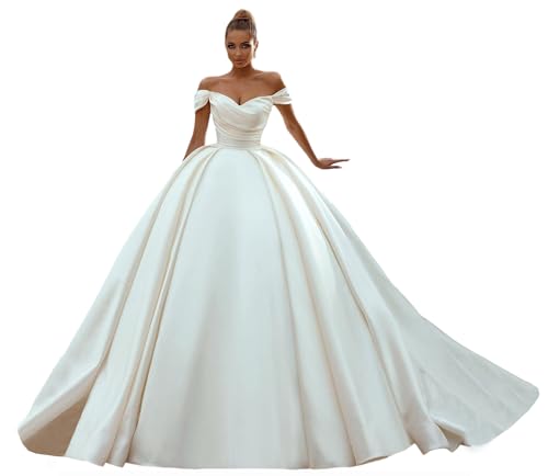 Off The Shoulder Satin A-Line Wedding Dress