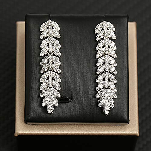 Cubic Zirconia Leaves Bridal Jewelry Set - 4 Pcs