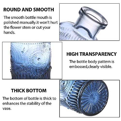 Set of 18 Vintage Blue Glass Bud Vases