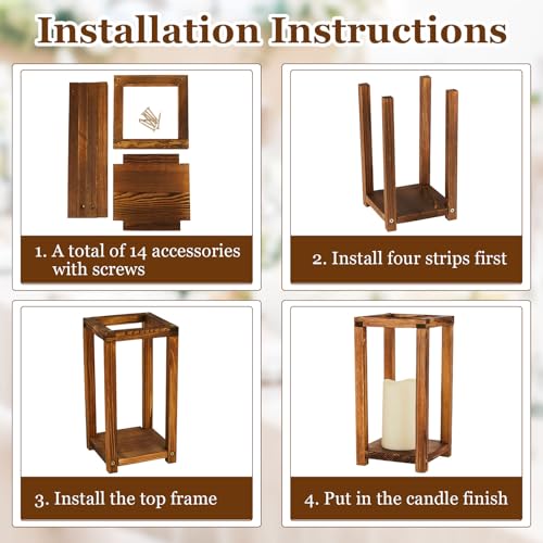 24 Piece Wooden Lantern Set with Flameless Candles