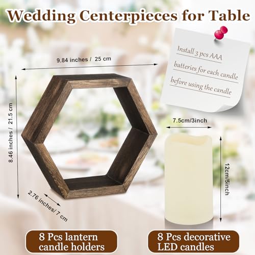 16 Pcs Rustic Wooden Candle Lantern Set