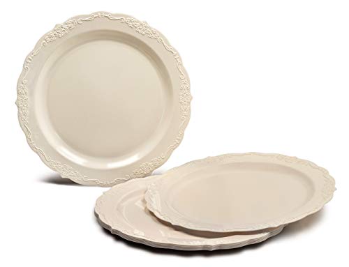 Vintage Ivory Plastic Plates and Cutlery Set