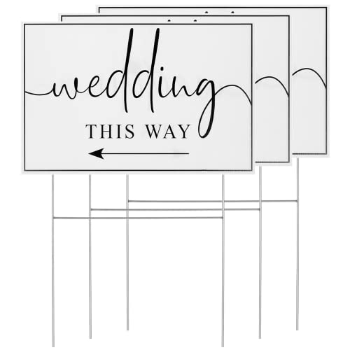 3 Pack Wedding Direction Signs - Double-Sided Arrow