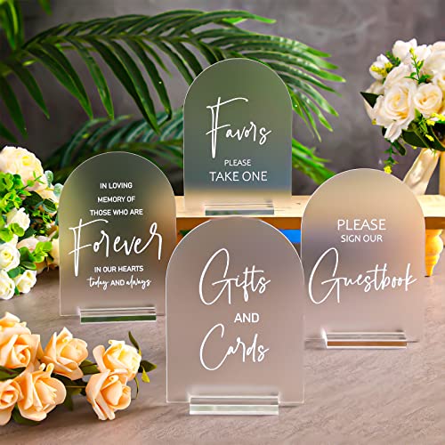 Acrylic Wedding Signs with Wood Stand - 4 Pack