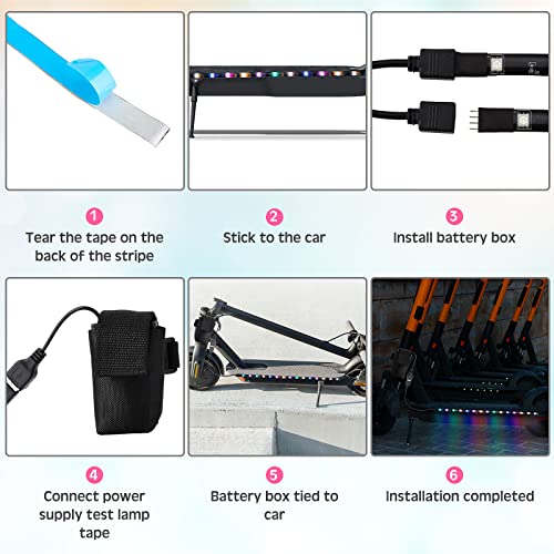 RGB LED Scooter Lights with Battery and USB Cable