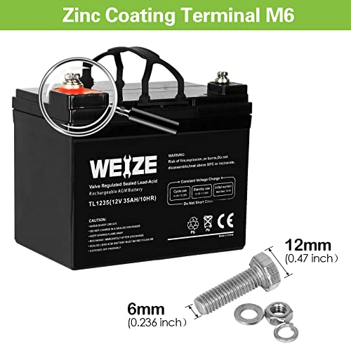 WEIZE 12V 35AH Deep Cycle Battery Set for Scooters
