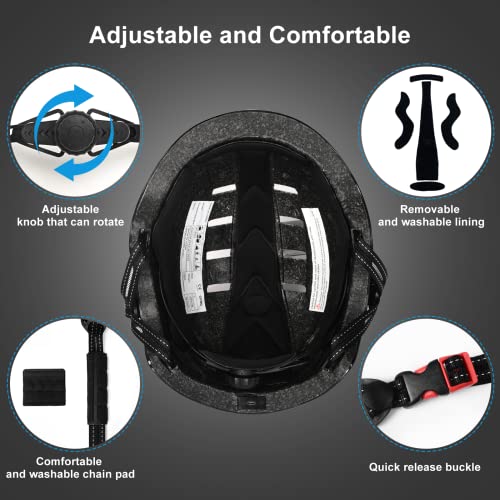 GTSBROS Adjustable Bike Helmet with USB Lights Black