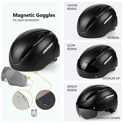 Shinmax Bike Helmet with Removable Magnetic Glasses