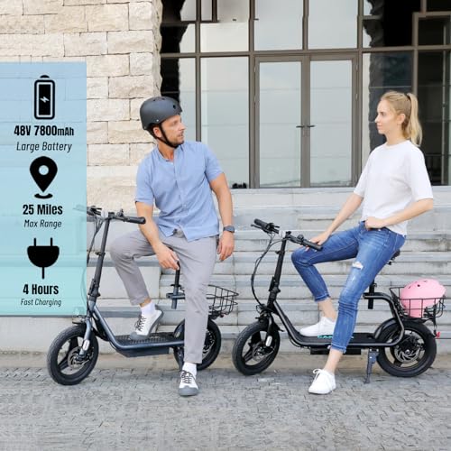 Caroma Peak 1200W Electric Scooter with Seat & Basket