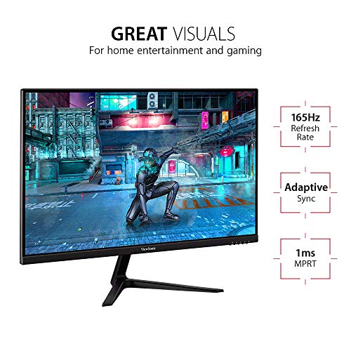 ViewSonic VX2718-P-MHD 27 Inch Frameless Full HD 1080p 165Hz 1ms Gaming Monitor with Adaptive-Sync Eye Care HDMI and Display Port from ViewSonic Corporation