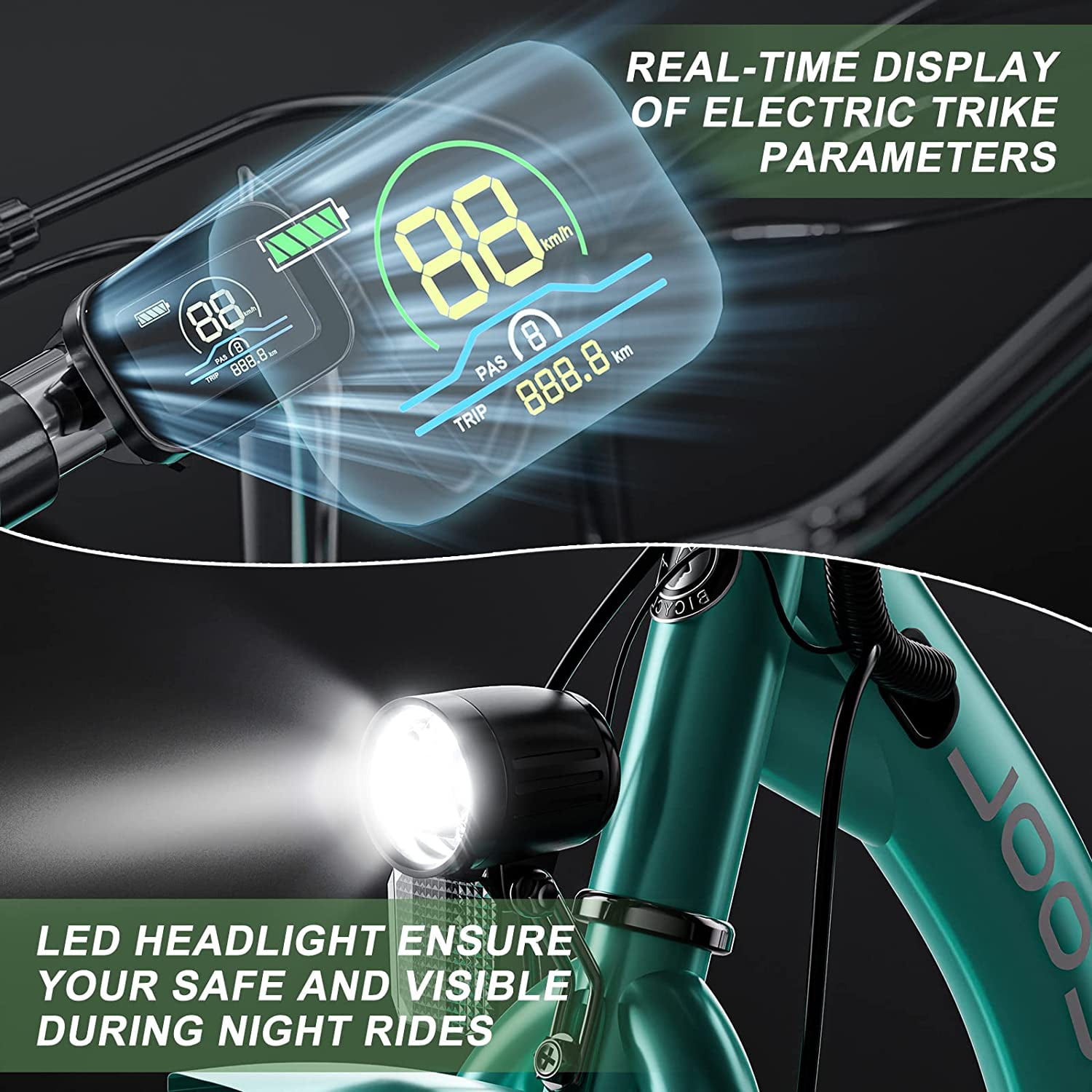 350W Electric Trike with Lithium Battery and Basket
