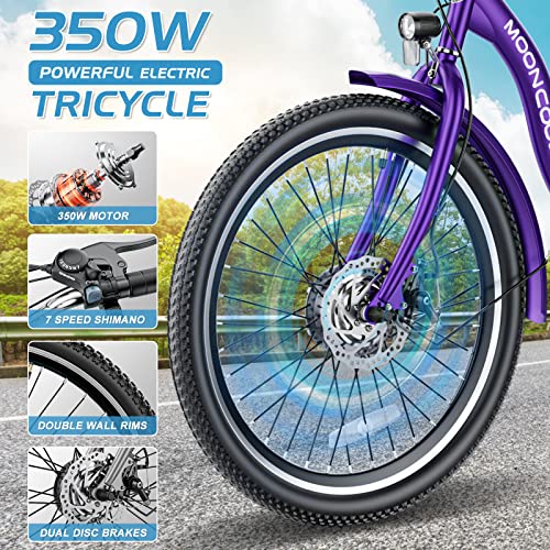 Esazn 24" Electric Tricycle for Adults with Basket