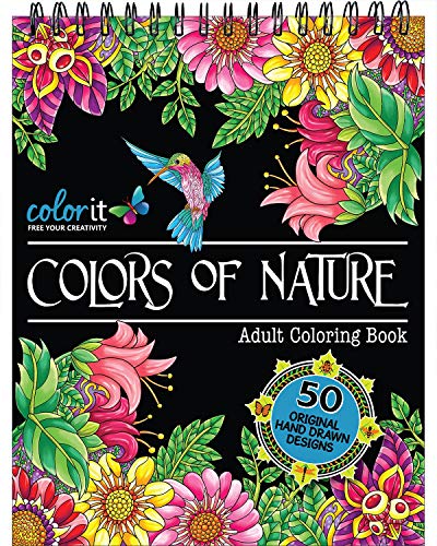 Nature-Inspired Adult Coloring Book with 50 Designs