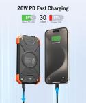 10,000 mAh Solar Power Bank with Wireless Charging