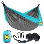 SZHLUX Light Grey & Sky Blue Camping Hammock