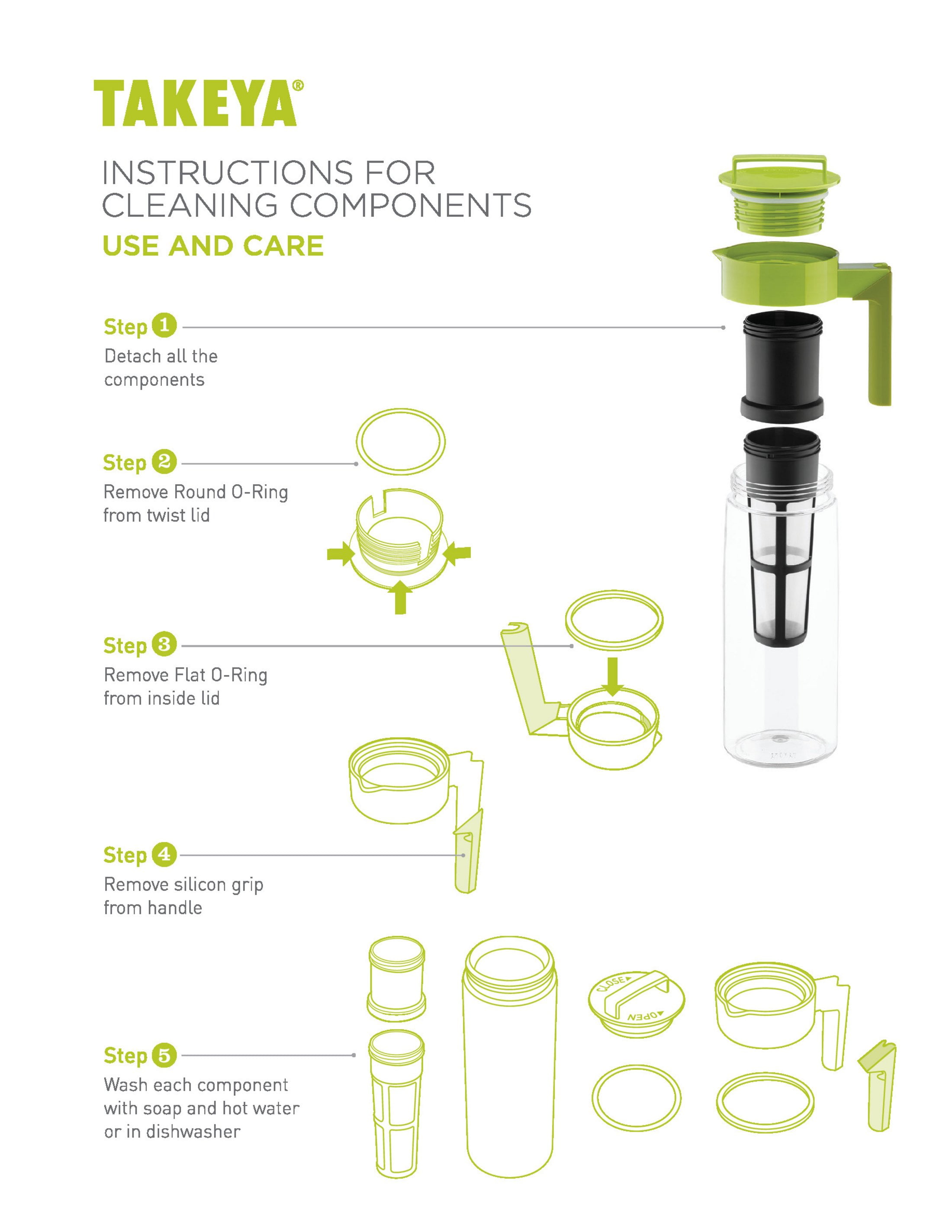 Takeya 1QT Cold Brew Coffee Maker with Silicone Handle