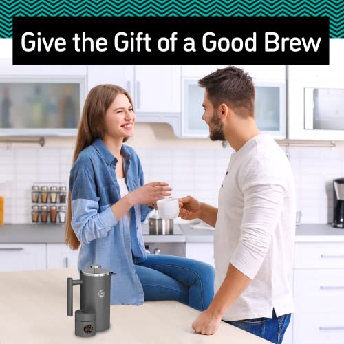 Gray Insulated Stainless Steel French Press Coffee Maker