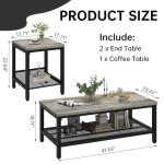 Modern Industrial Coffee Table Set with Side Tables