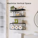 Black Floating Shelves with Storage Basket for Home