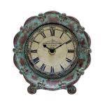 Vintage French Pewter Analog Desk Clock in Green