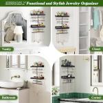 Wall Mounted Jewelry Organizer with Shelves and Ring Holder