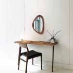 Asymmetrical Black Walnut Wall Mirror, 15x10 Inches