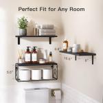 Black Floating Shelves with Storage Basket for Home