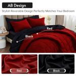 Reversible 7-Piece Queen Comforter Set in Red/Black