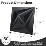 50 Pack Black 3D Wall Panels for Modern Décor