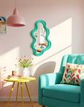 Green Asymmetrical Wall Mirror for Modern Decor
