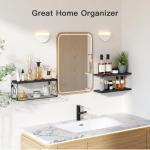 Black Floating Shelves with Storage Basket for Home