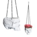 Hanging Skull Planter Pot for Spooky Decor