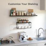 Black Floating Shelves with Storage Basket for Home