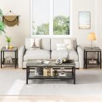 Modern Industrial Coffee Table Set with Side Tables
